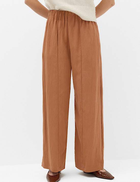 Lyocell Rich Elasticated Waist Wide Leg Trousers