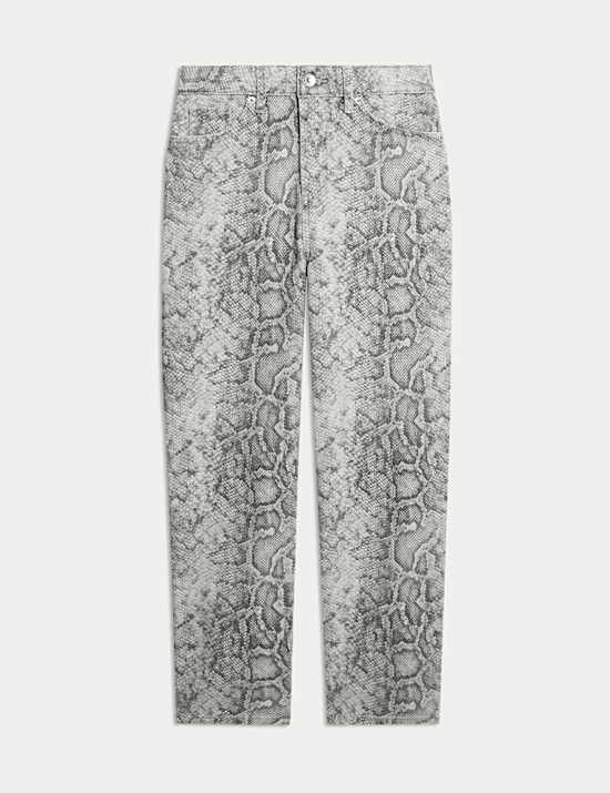 High Waisted Animal Straight Leg Jeans