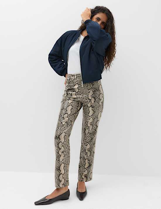 Faux Leather High Waisted Straight Leg Trousers