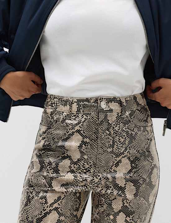 Faux Leather High Waisted Straight Leg Trousers