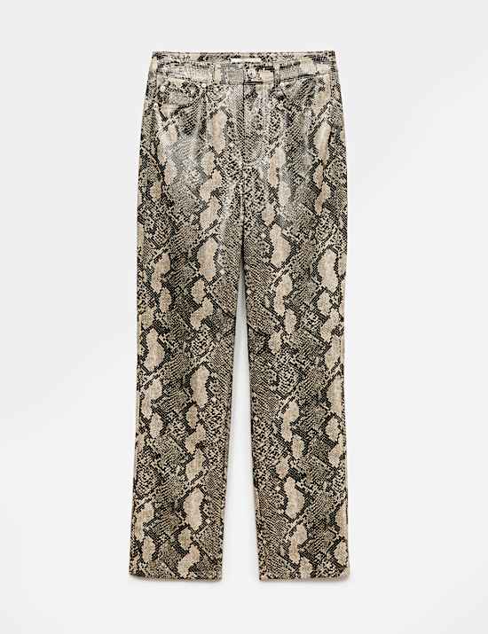 Faux Leather High Waisted Straight Leg Trousers