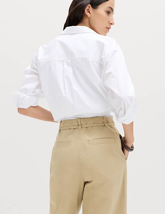 Pure Cotton Barrel Leg Trousers