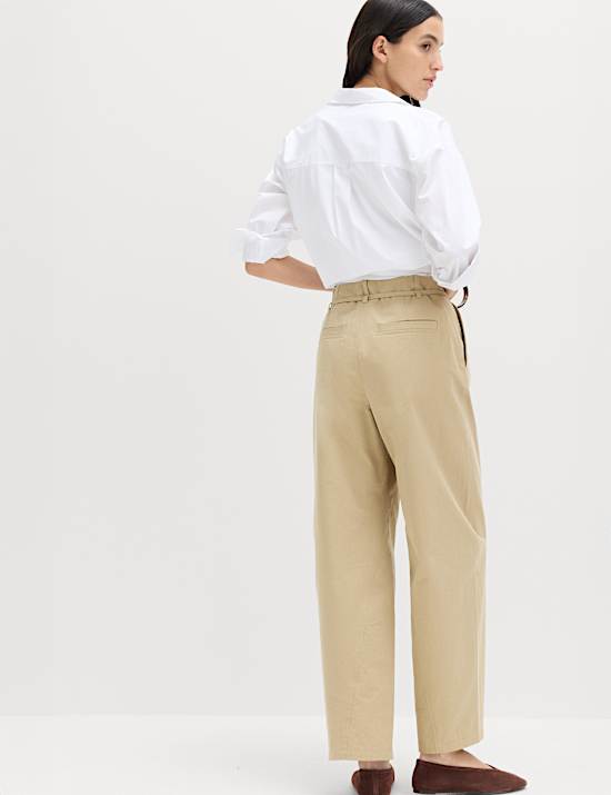 Pure Cotton Barrel Leg Trousers