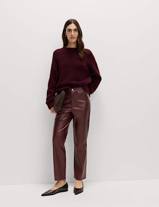 Faux Leather Straight Leg Trousers