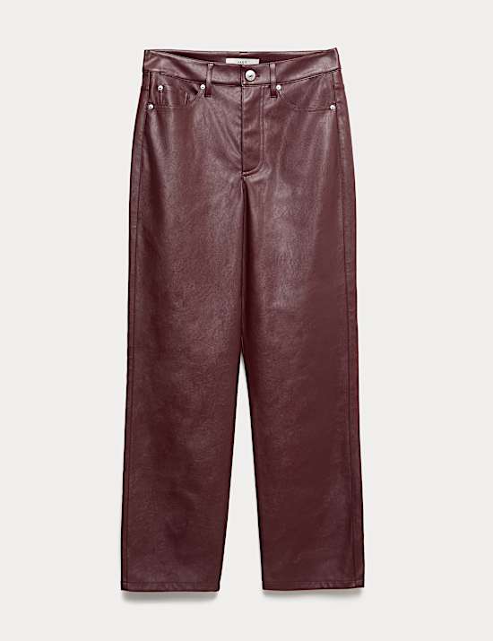 Faux Leather Straight Leg Trousers