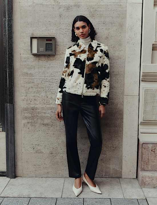 Pantalon jambe droite en similicuir