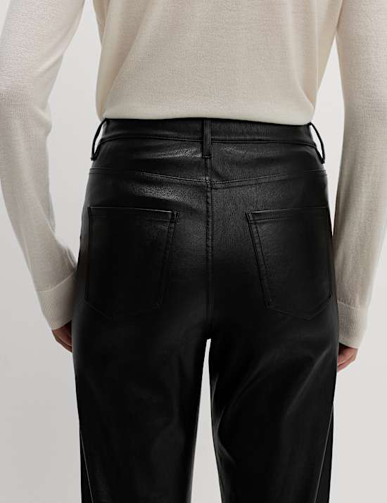 Faux Leather Straight Leg Trousers
