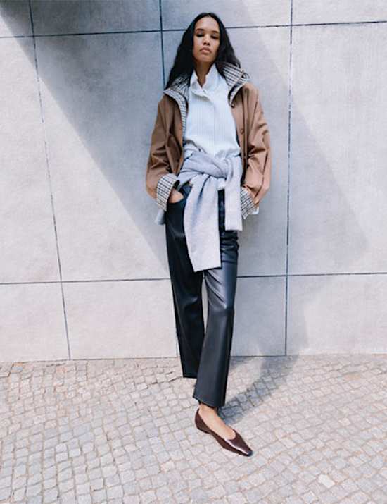 Faux Leather Straight Leg Trousers