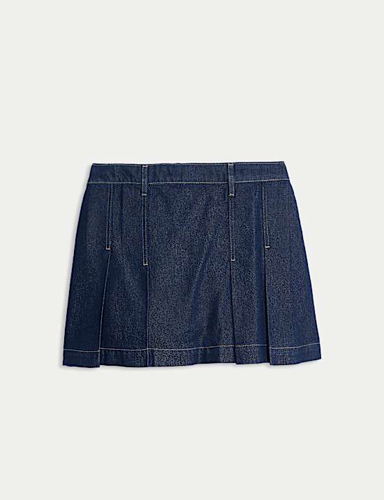 Cotton Rich Pleated Mini Skirt
