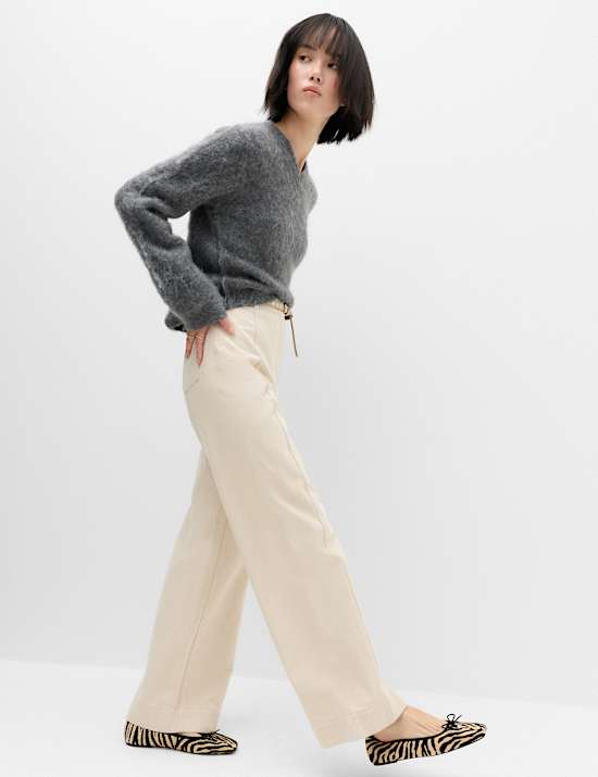 Pure Cotton Wide Leg Trousers