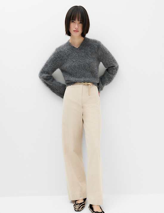 Pure Cotton Wide Leg Trousers