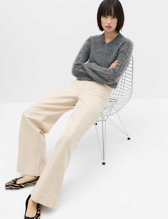 Pure Cotton Wide Leg Trousers