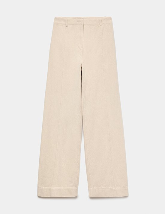 Hose aus reiner Baumwolle mit weitem Bein