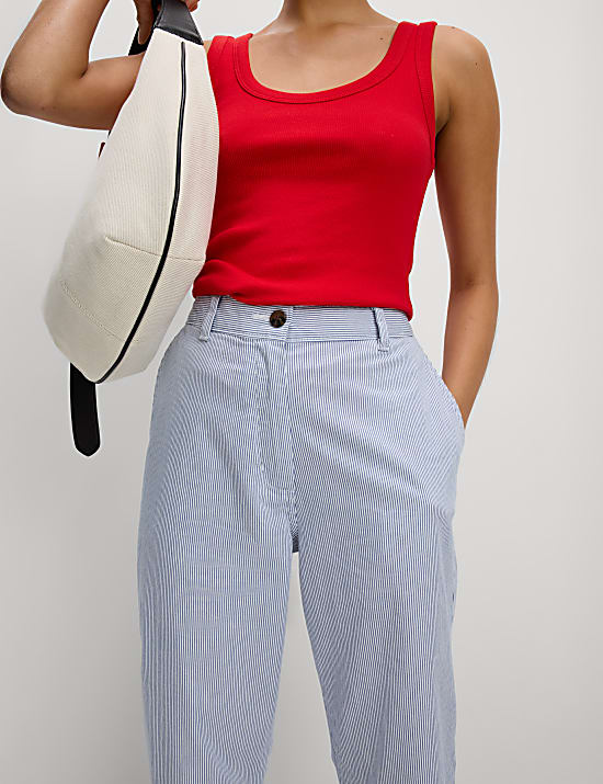 Chinos slim en coton à rayures