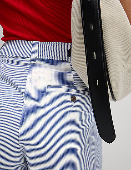 Chinos slim en coton à rayures