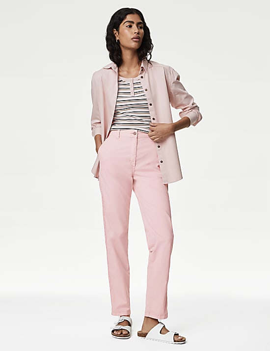 Cotton Rich Tea Dyed Slim Fit Chinos