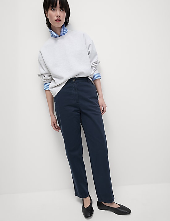 Cotton Rich Straight Leg Ankle Grazer Chinos