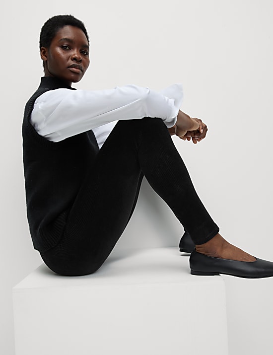 Leggings taille haute en velours côtelé