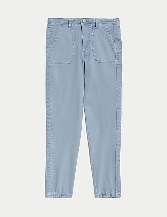 Jogging slim en coton m&eacute;lang&eacute; longueur cheville