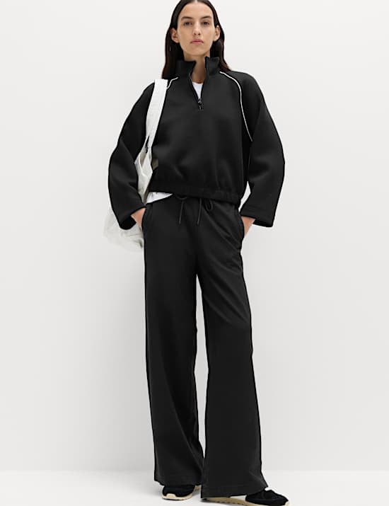 Jersey Denim Wide Leg Joggers