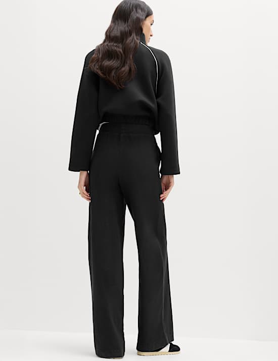 Jersey Denim Wide Leg Joggers