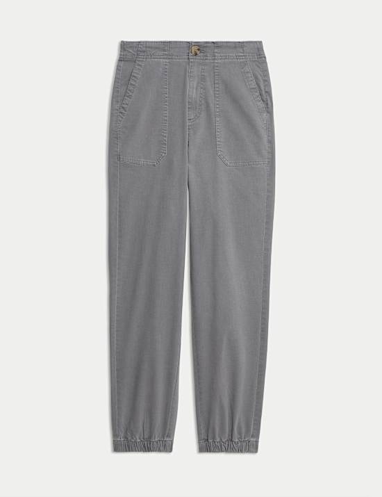 Joggingbroek van katoenmix met slanke pasvorm