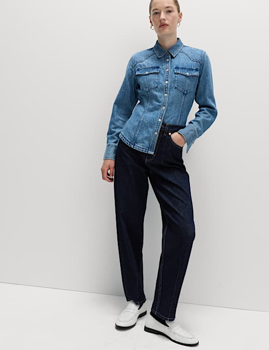 Premium Dart Detail Barrel Jeans