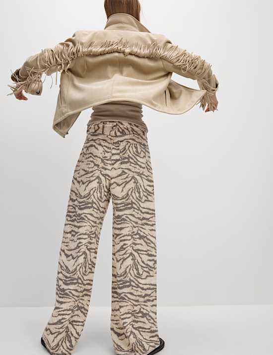Animal Print Wide Leg Jeans