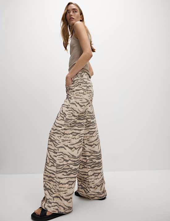 Animal Print Wide Leg Jeans
