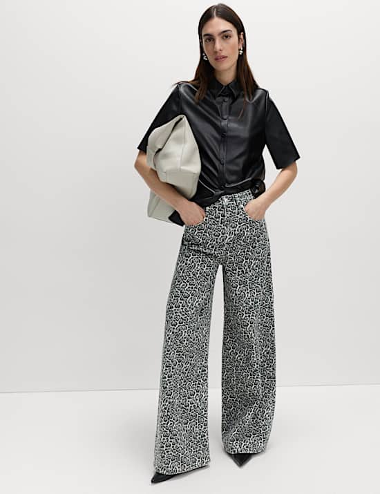 Animal Print Wide Leg Jeans