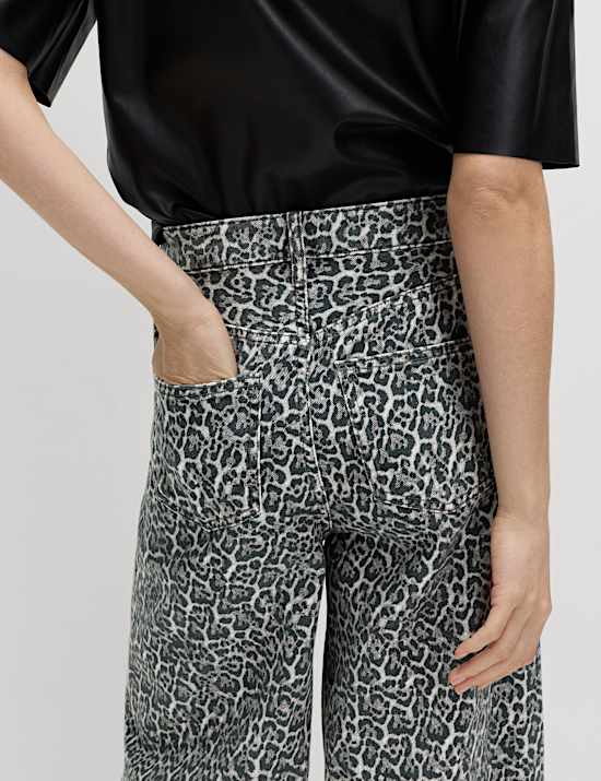 Animal Print Wide Leg Jeans