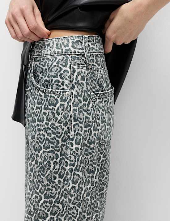 Animal Print Wide Leg Jeans