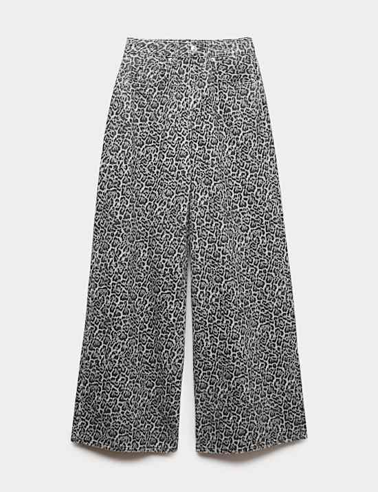 Animal Print Wide Leg Jeans