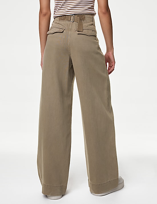Lyocell&trade; Blend Pleated Wide Leg Trouser
