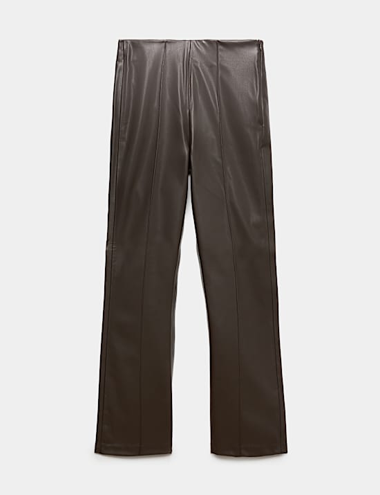 Faux Leather High Waisted Ankle Grazer Trousers