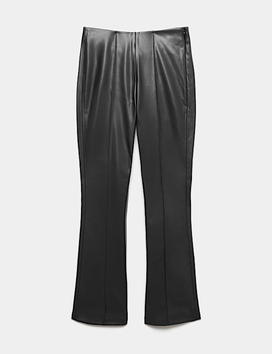 Faux Leather High Waisted Ankle Grazer Trousers