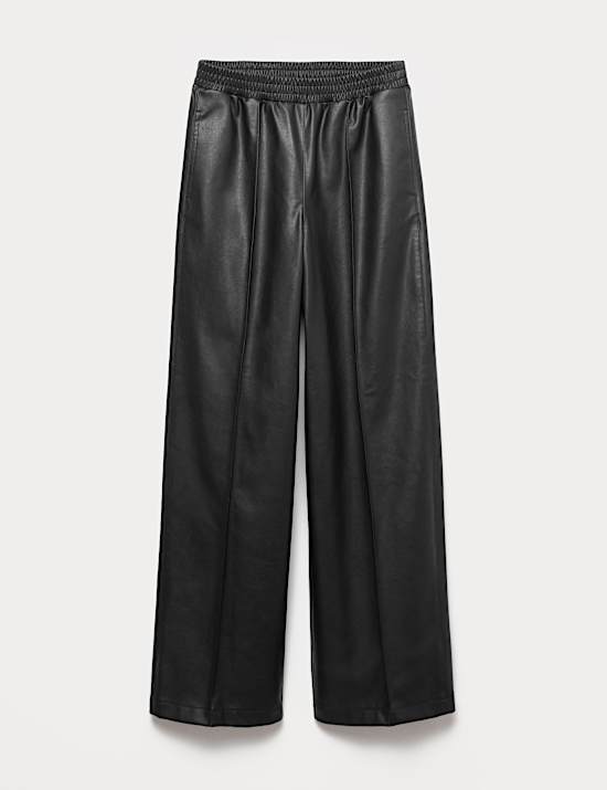 Faux Leather Wide Leg Trousers