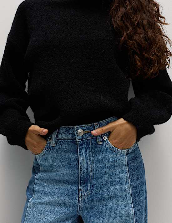 Two Toned Slouchy Wide Leg Jeans
