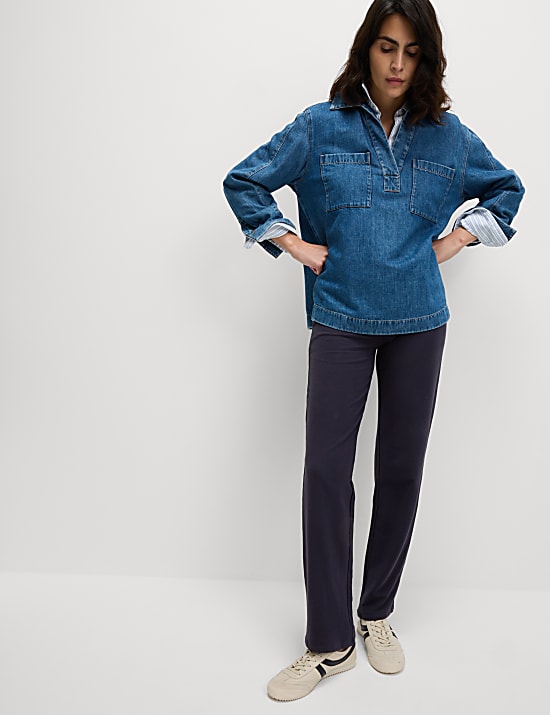 Παντελόνι φόρμας με ίσια μπατζάκια και υψηλή περιεκτικότητα σε βαμβάκι