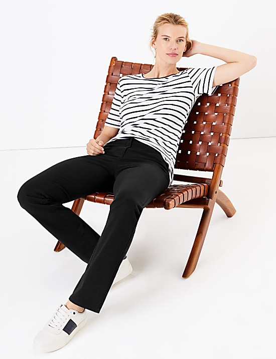 Cotton Rich Stretch Straight Leg Trousers