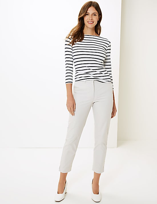 Cotton Rich Tapered Leg Ankle Grazer Chinos