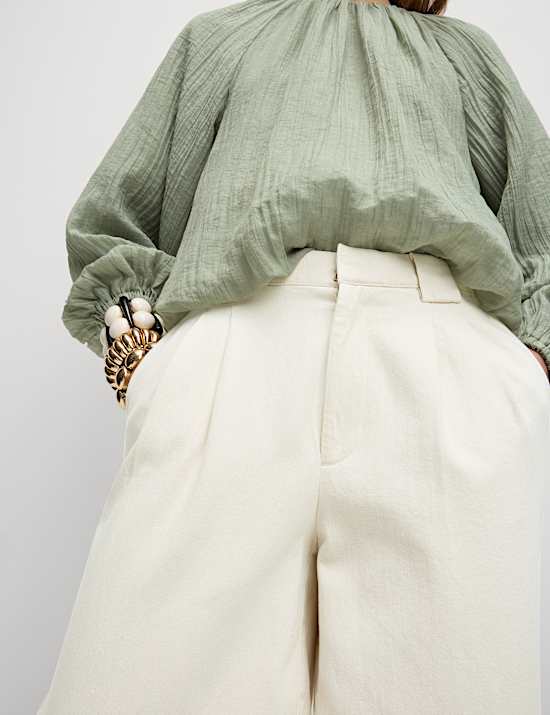 High Waisted Tailored Wide Leg Jeans