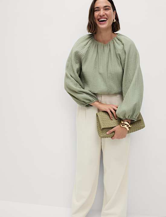 High Waisted Tailored Wide Leg Jeans