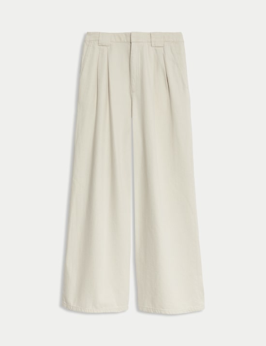 High Waisted Tailored Wide Leg Jeans