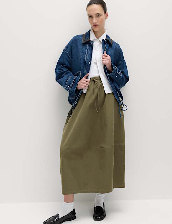 Jupe midi 100 % coton forme cocon