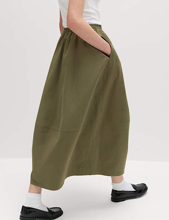 Jupe midi 100 % coton forme cocon