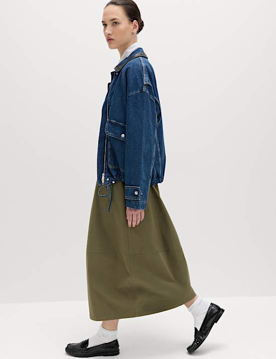 Jupe midi 100 % coton forme cocon