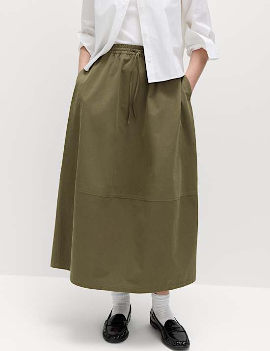 Jupe midi 100 % coton forme cocon