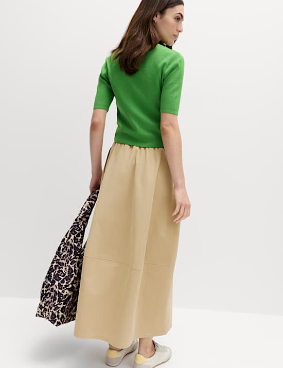 Pure Cotton Cocoon Shape Midi Skirt
