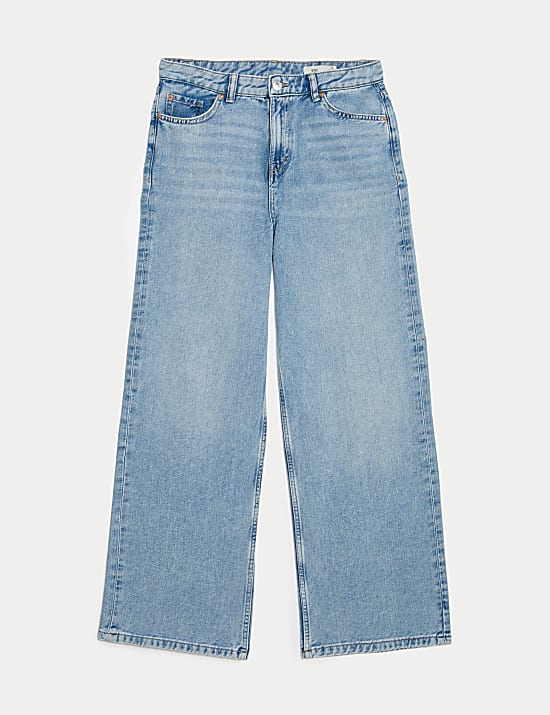 Ruime jeans met middelhoge taille en wijde pijpen